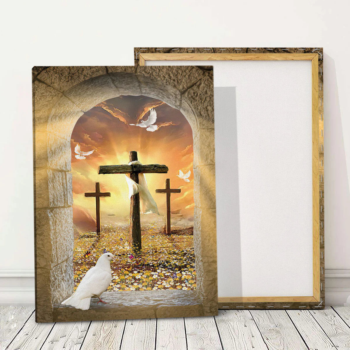 Beautiful Pigeon And Cross  - Personalized Canvas