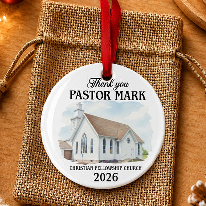 Thank You Pastor, Gift For Pastor | Personalized Round Shaped Ceramic Ornament