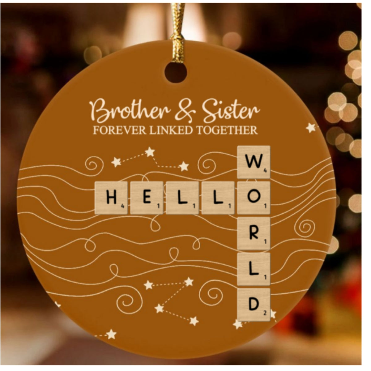 Brothers & Sisters Forever Linked Together, Sibling Gift | Personalized Round Shaped Ceramic Ornament