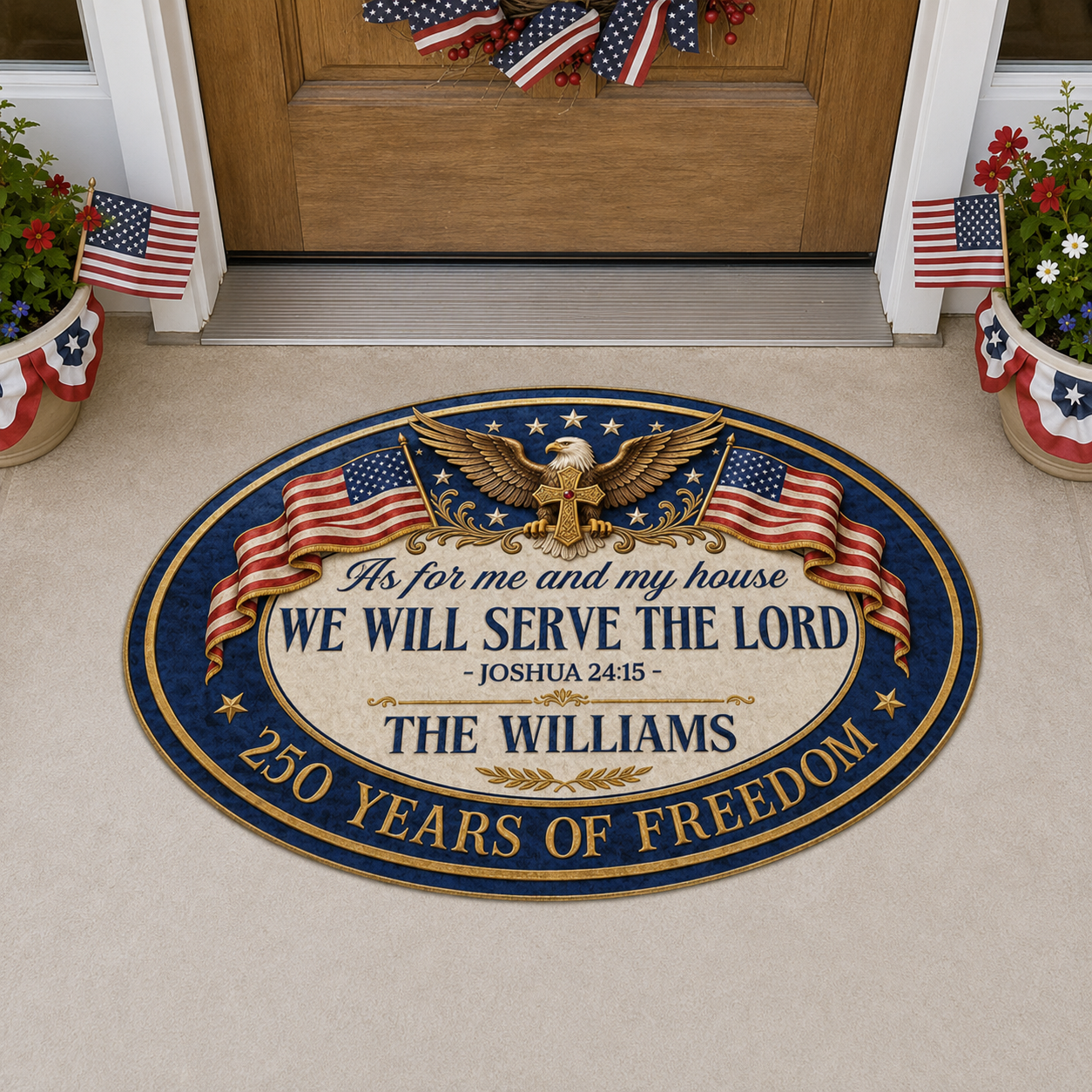 We Will Serve The Lord, Gift of Service | Personalized Custom Shape Doormat