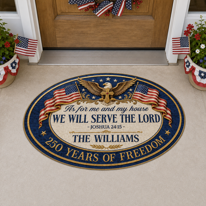 We Will Serve The Lord, Gift of Service | Personalized Custom Shape Doormat