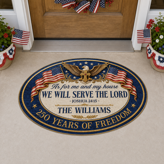 We Will Serve The Lord, Gift of Service | Personalized Custom Shape Doormat