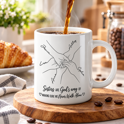 Sisters Are God's Way, Gift For Sister In Christ | Personalized Ceramic Coffee Mug