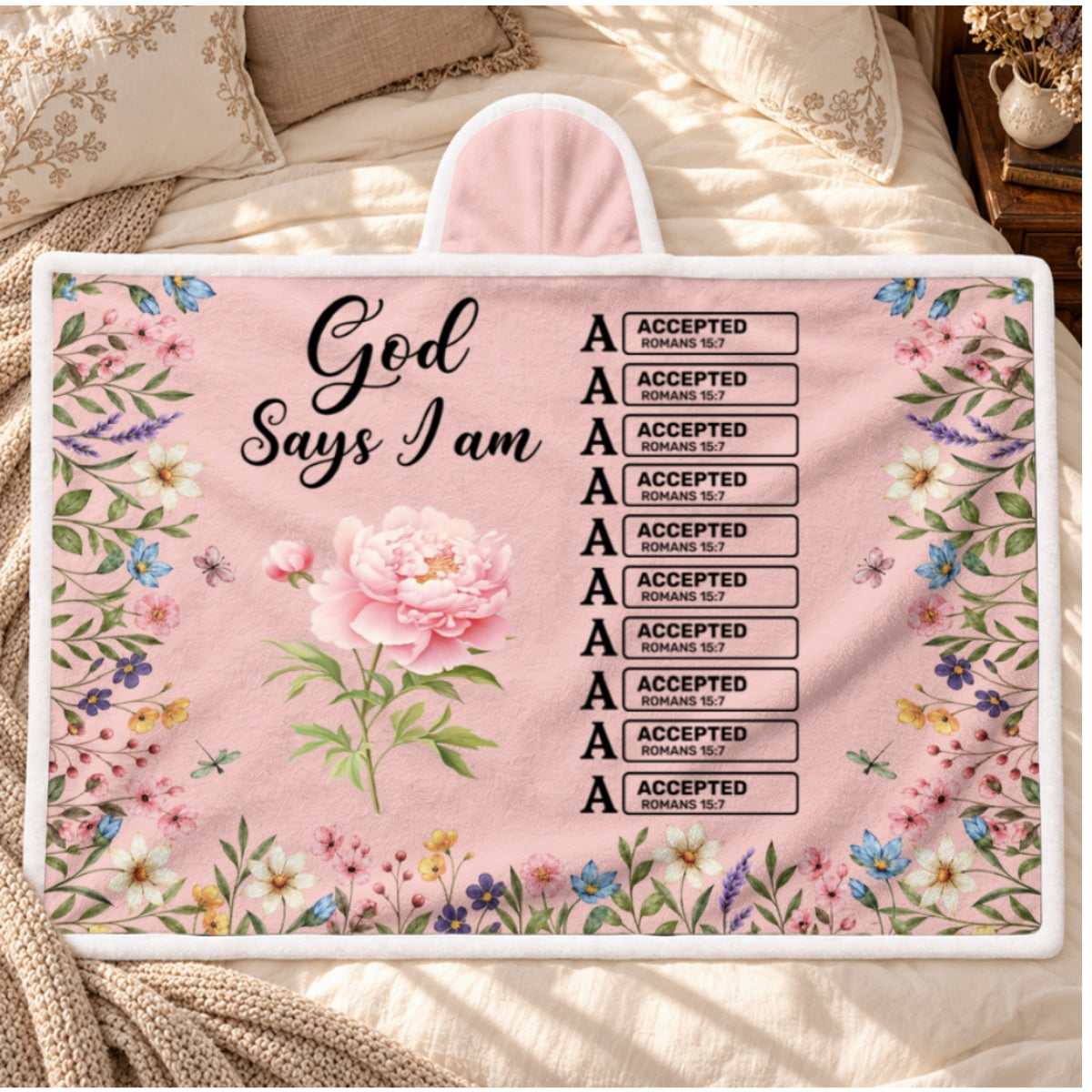 God Says I Am, Gift For Her, Daughter, Friend, Sister | Personalized Wearable Blanket Hoodie