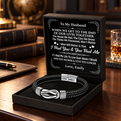I Had You And You Had Me, Anniversary Gift For Husband - Personalized Braided Leather Infinity Bracelet