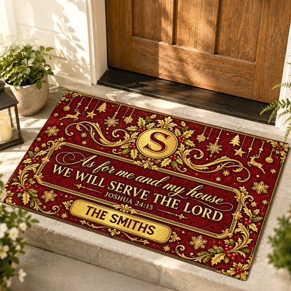 As For Me And My House We Will Serve The Lord, Gift For Family | Personalized Doormat