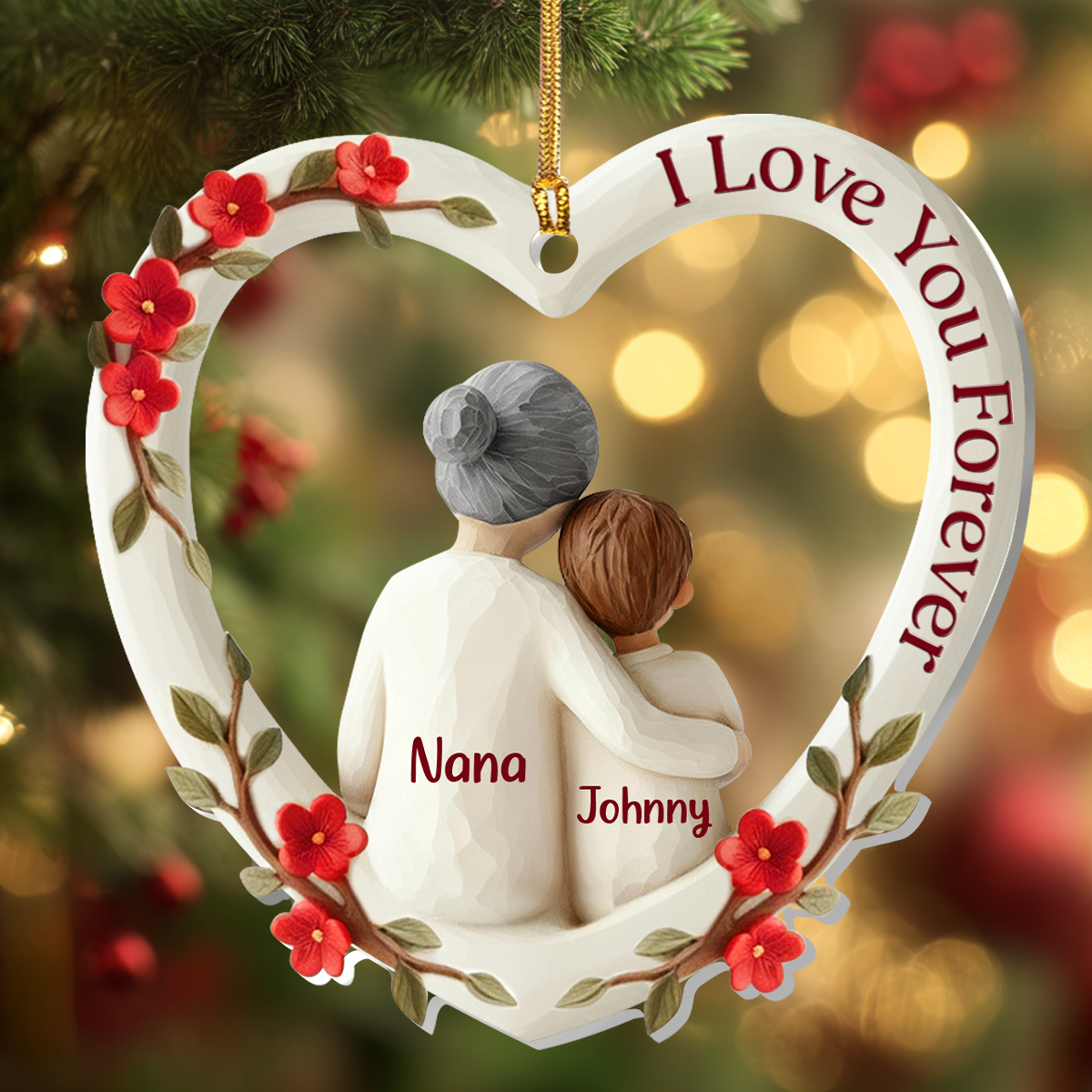 The Love Between Grandma And Grandchild Is Forever, Gift For Grandma - Personalized 1-Layer Acrylic Ornament
