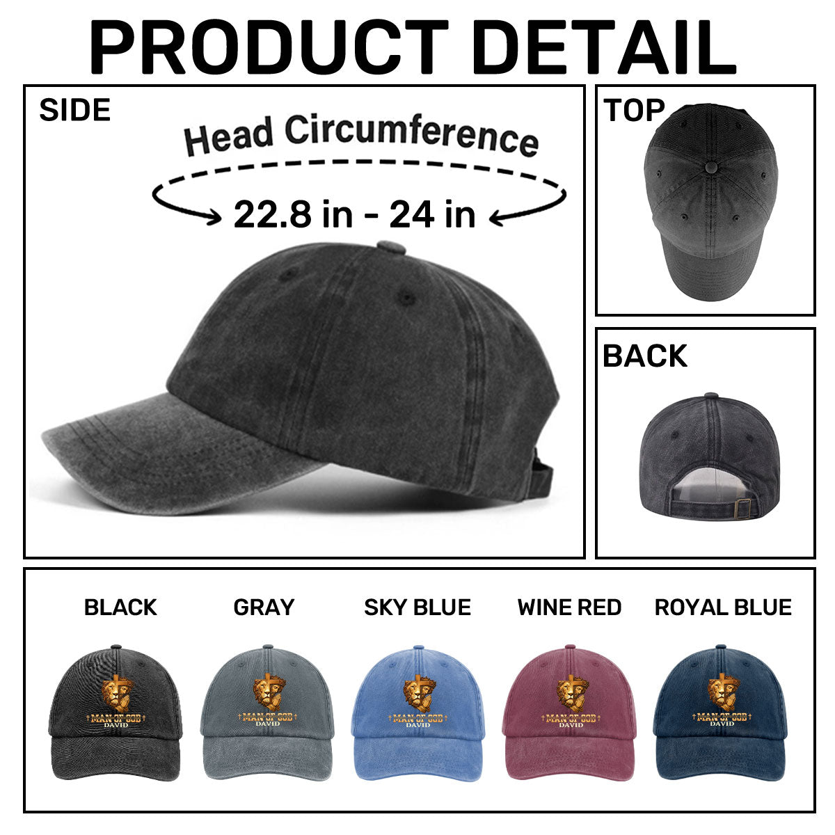 Man Of God | Personalized Vintage Washed Denim Cap