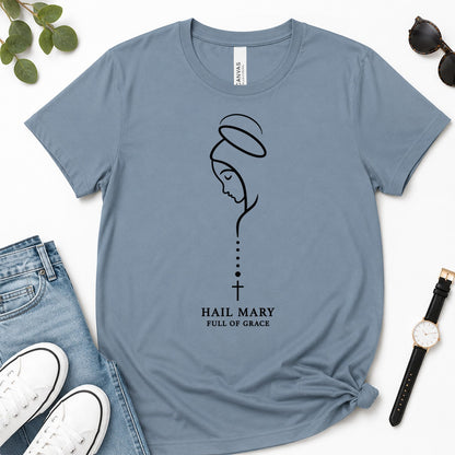 Hail Mary Full Of Grace, Luke 1:28, Gift For Catholic Women | 2D Unisex Premium T-shirt