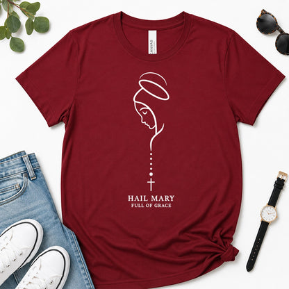 Hail Mary Full Of Grace, Luke 1:28, Gift For Catholic Women | 2D Unisex Premium T-shirt