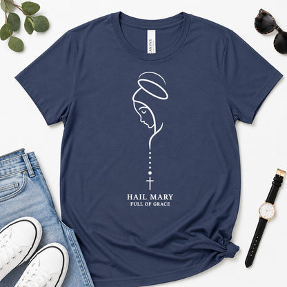 Hail Mary Full Of Grace, Luke 1:28, Gift For Catholic Women | 2D Unisex Premium T-shirt