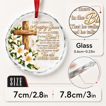 Amazing Grace, Gift For Mom | Personalized Round Shaped Glass Ornament