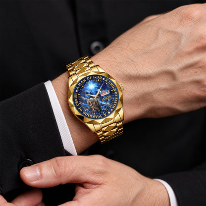 A Man Of God, Gift For Dad | Personalized Men's Wrist Watch
