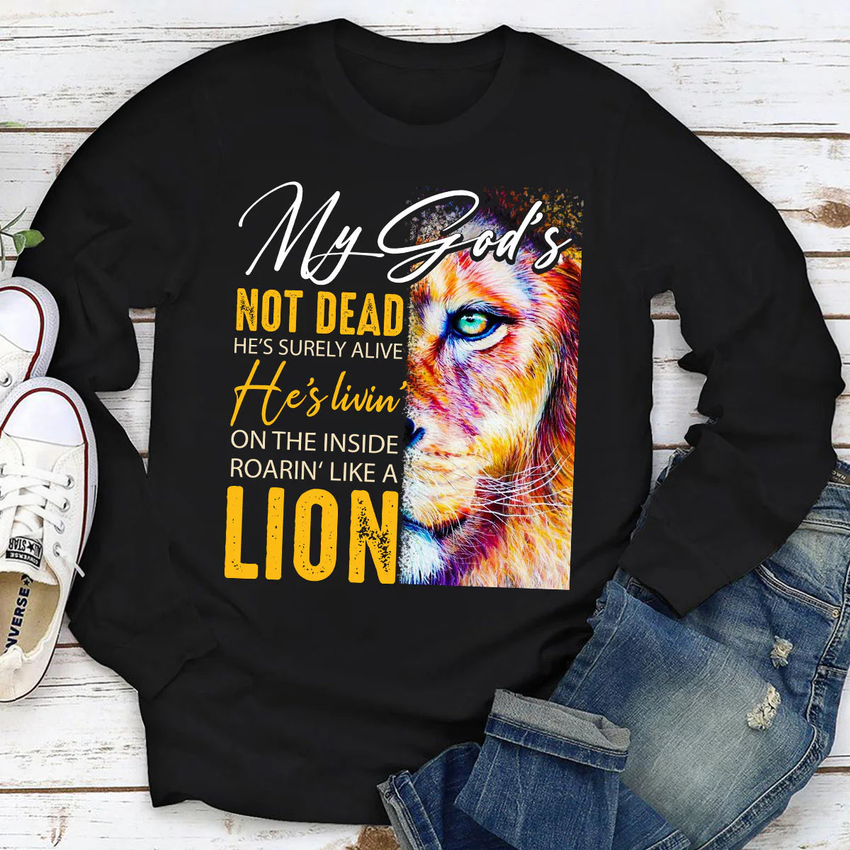 He's Livin' On The Inside Roarin' Like A Lion | 2D Unisex Long Sleeve