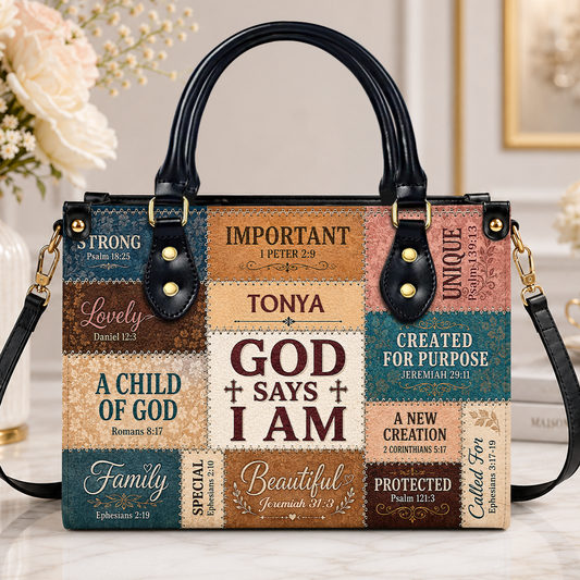 God Says, Gift For Women I Personalized Leather Handbag