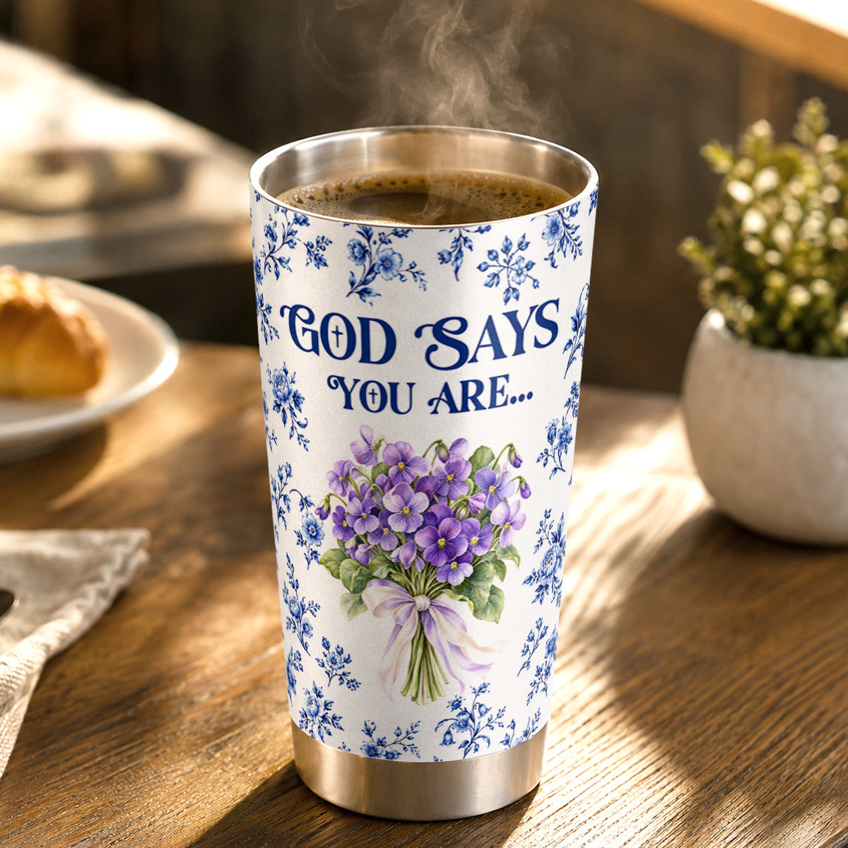 God Says I Am, Gift For Mom | Personalized Stainless Steel Tumbler