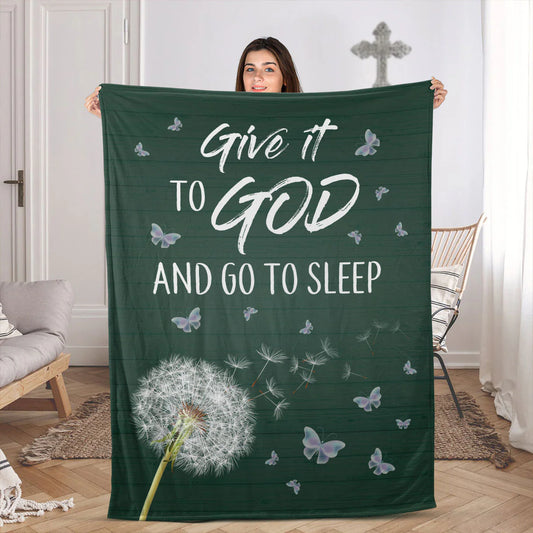 Christian Fleece Blanket, Give It to God Quote Blanket, Faith Gift
