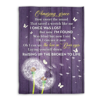 Christian Fleece Blanket, Amazing Grace Faith Quote Inspirational Gift
