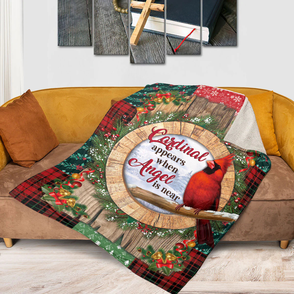 Cardinal Angel Is Near Blanket, Christmas Memorial Gift, Faith Inspirational Cardinal Blanket