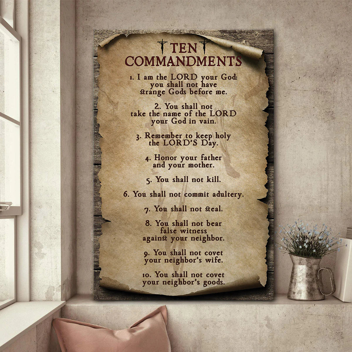 Ten Christian Commandments Of God - Personalized Canvas