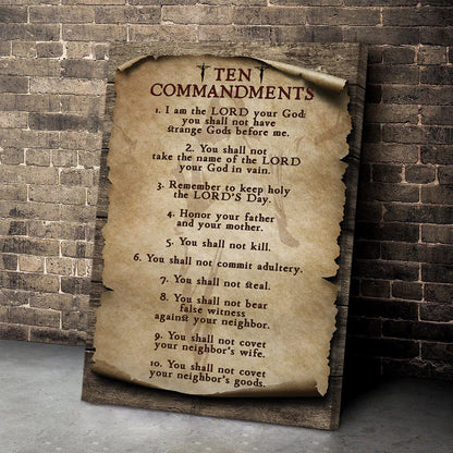 Ten Christian Commandments Of God - Personalized Canvas