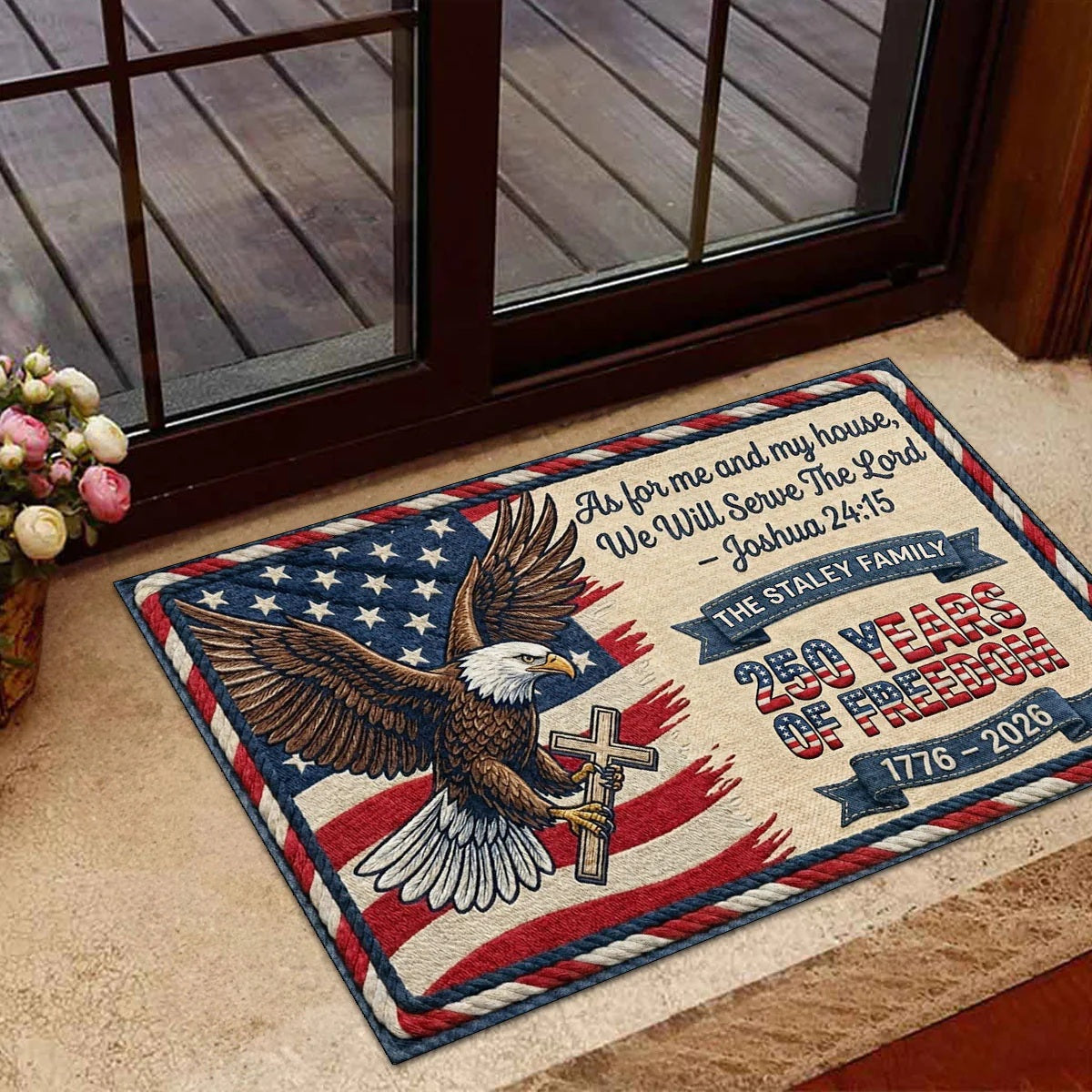 As For Me And My House 250 Years Of Freedom - Personalized Doormat