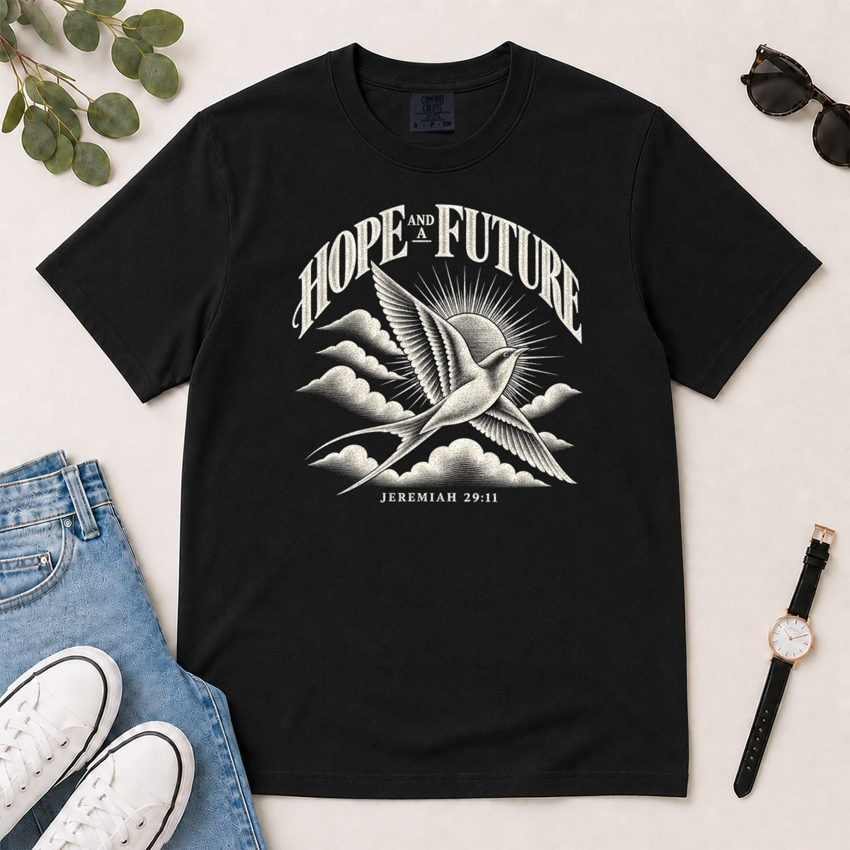 Hope And A Future, Jeremiah 29:11, Gift For Christian Graduates - 2D Unisex Garment-dyed T-shirt