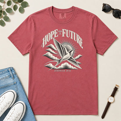 Hope And A Future, Jeremiah 29:11, Gift For Christian Graduates - 2D Unisex Garment-dyed T-shirt