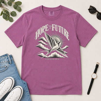Hope And A Future, Jeremiah 29:11, Gift For Christian Graduates - 2D Unisex Garment-dyed T-shirt