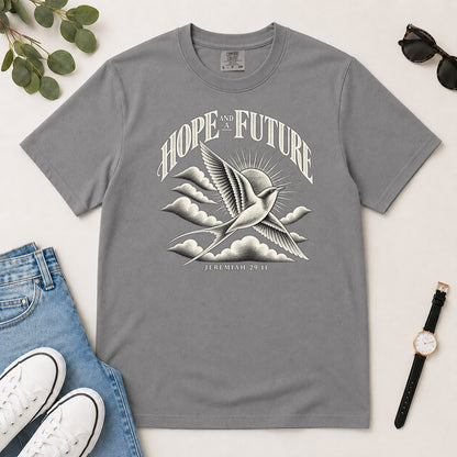Hope And A Future, Jeremiah 29:11, Gift For Christian Graduates - 2D Unisex Garment-dyed T-shirt