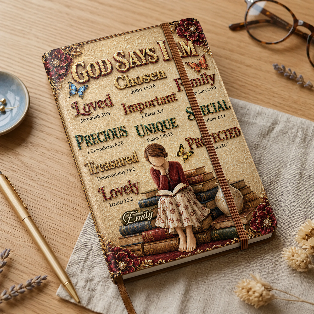 God Says I Am, Gift For Women | Personalized Leather Cover Notebook
