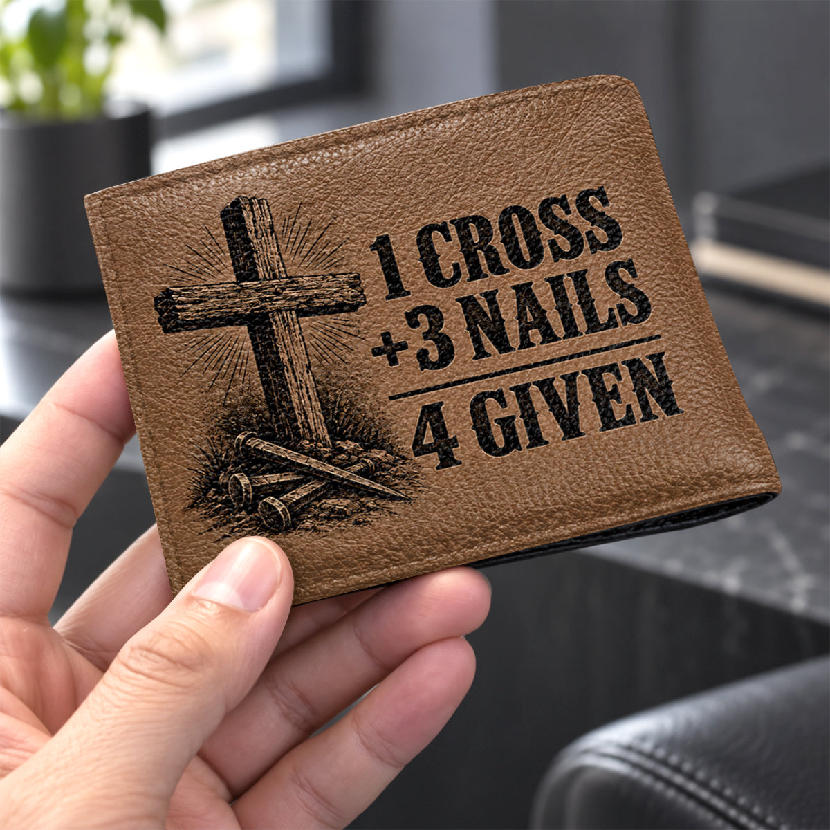 1 Cross 3 Nails 4 Given, Gift For Men | Personalized Folded Wallet For Men