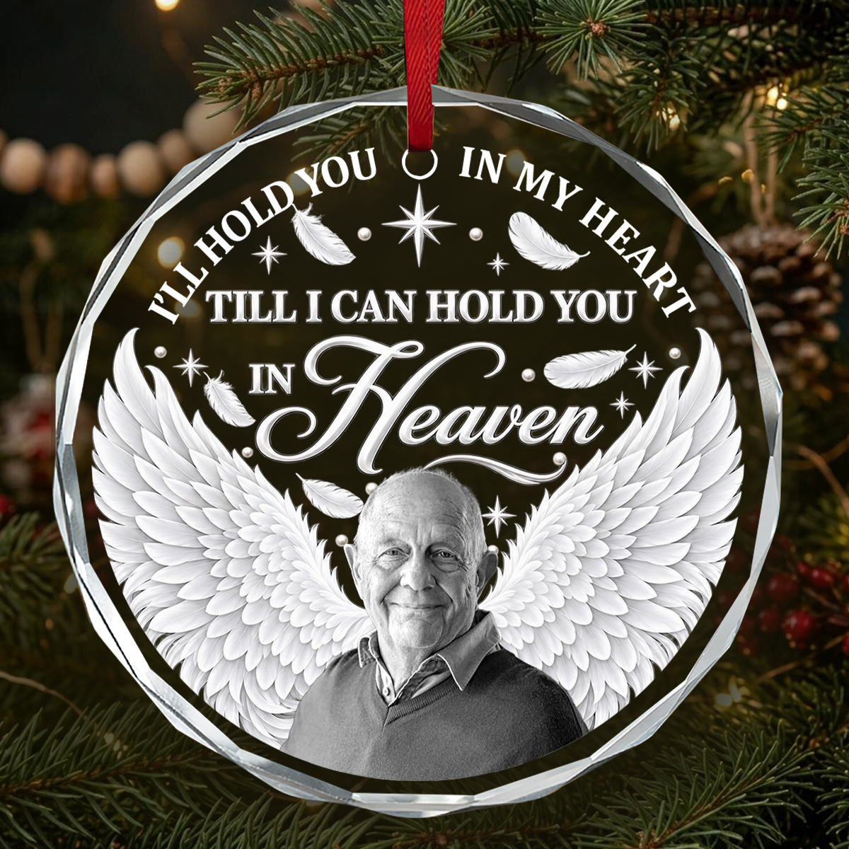 Till I Can Hold You in Heaven, Gift For Loved One - Personalized Heart Shaped Glass Ornament