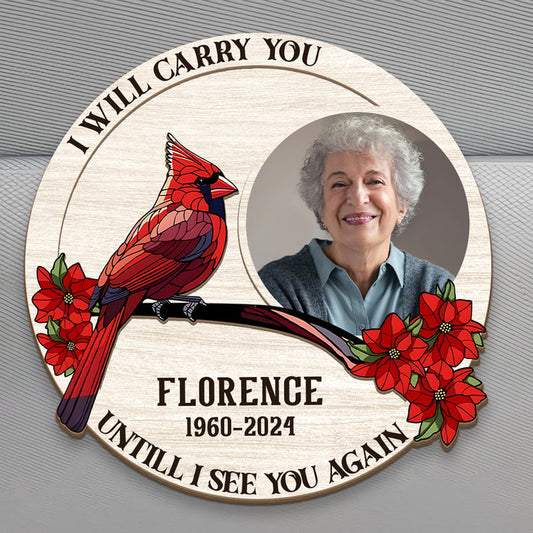 I Will Carry You Untill I See You Again, Memorial Gift For Her - Personalized Car Visor Clip
