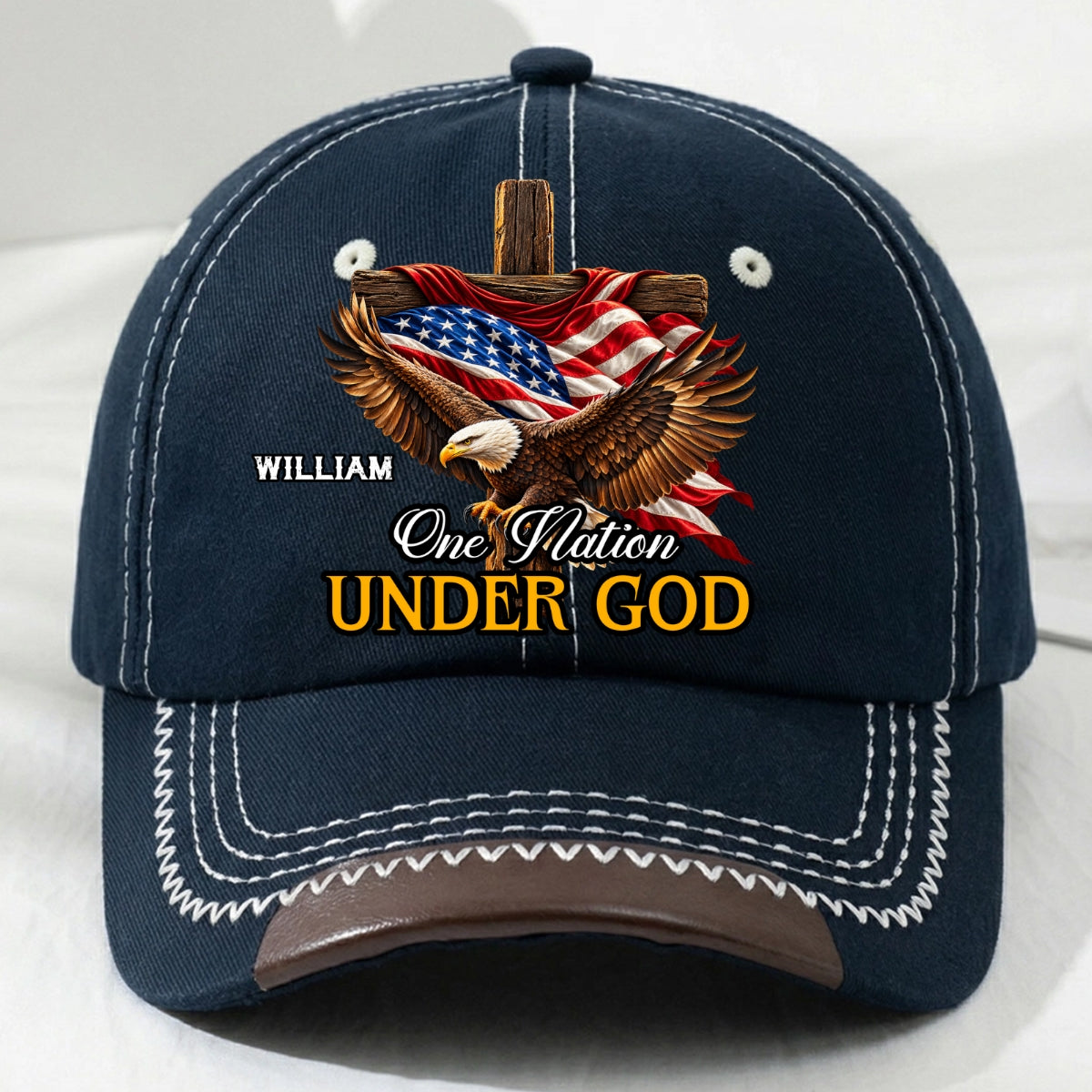One Nation Under God, Gift For Men | Personalized Vintage Soft Baseball Cap