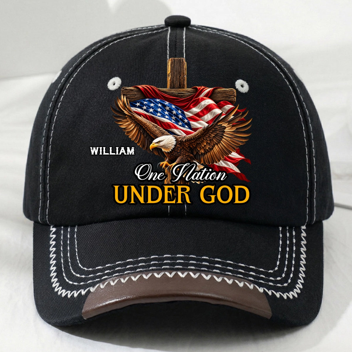 One Nation Under God, Gift For Men | Personalized Vintage Soft Baseball Cap