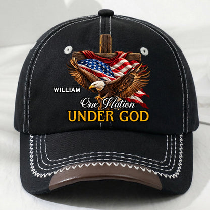One Nation Under God, Gift For Men | Personalized Vintage Soft Baseball Cap