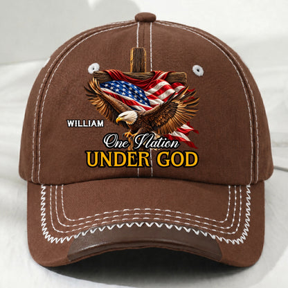 One Nation Under God, Gift For Men | Personalized Vintage Soft Baseball Cap