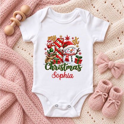 My 1st Christmas, Gift For New Parents | Personalized Custom Baby Onesie