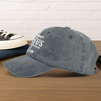 Jesus The Way The Truth The Life | Personalized Vintage Washed Denim Cap