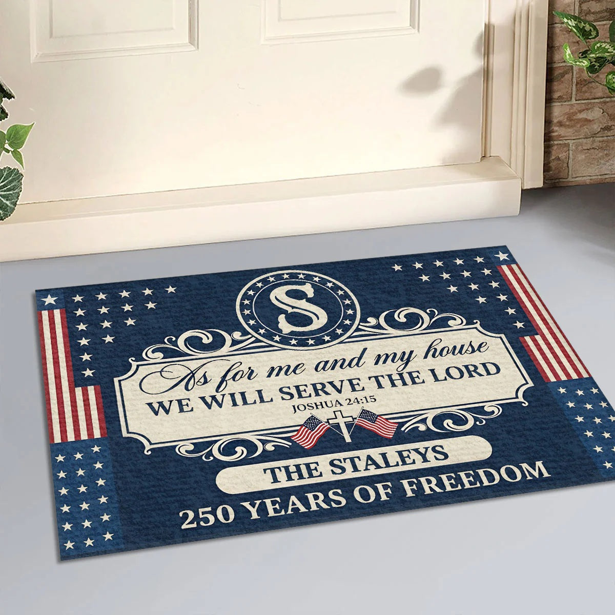 We Will Serve The Lord - Personalized Doormat