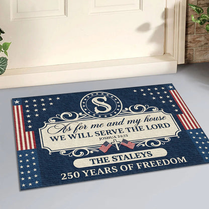 We Will Serve The Lord - Personalized Doormat