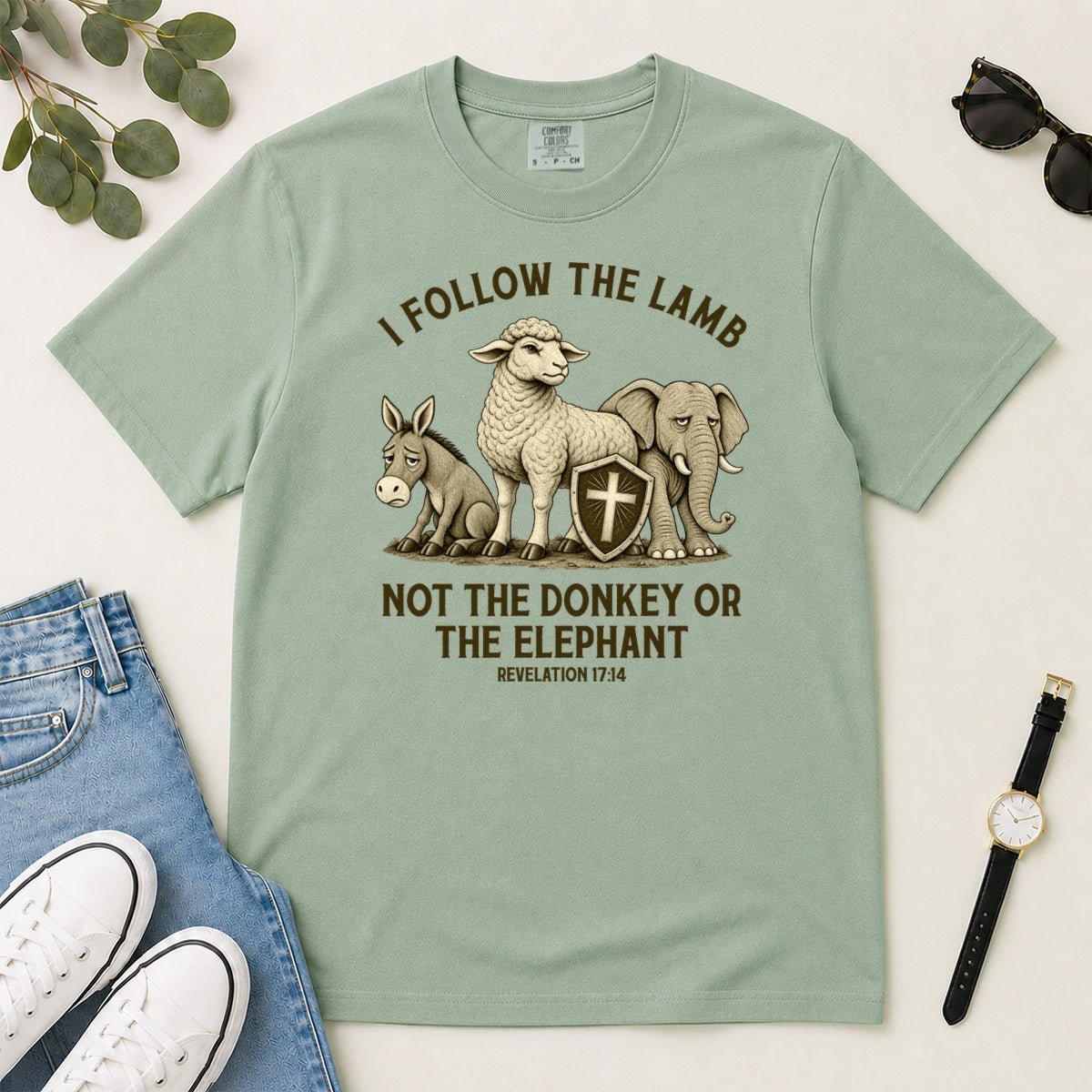 I Follow The Lamb Not The Donkey Or The Elephant, Gift For Christian Voters - 2D Unisex Garment-dyed T-shirt