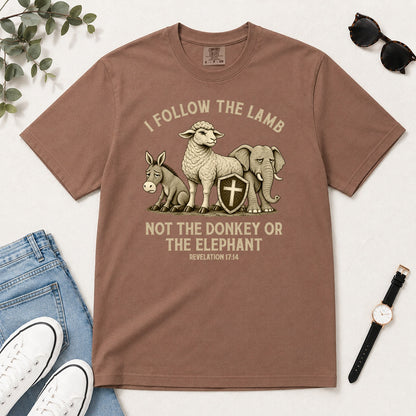 I Follow The Lamb Not The Donkey Or The Elephant, Gift For Christian Voters - 2D Unisex Garment-dyed T-shirt