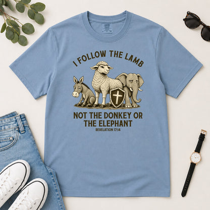 I Follow The Lamb Not The Donkey Or The Elephant, Gift For Christian Voters - 2D Unisex Garment-dyed T-shirt