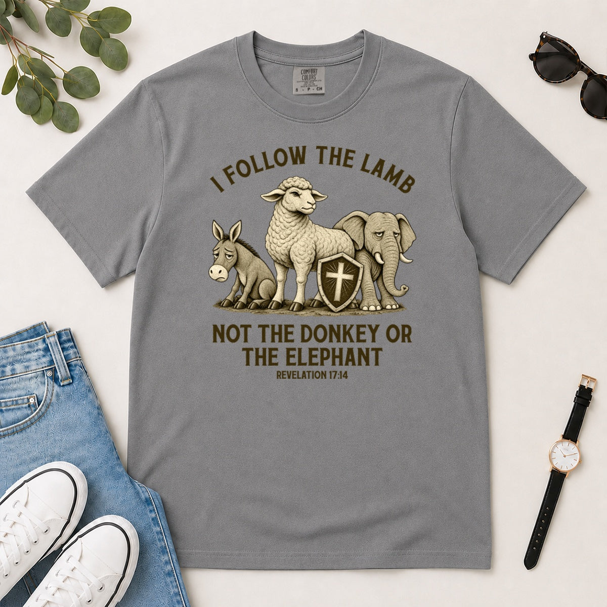 I Follow The Lamb Not The Donkey Or The Elephant, Gift For Christian Voters - 2D Unisex Garment-dyed T-shirt