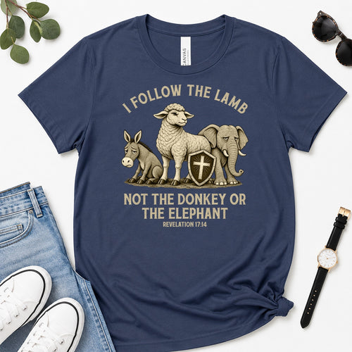I Follow The Lamb Not The Donkey Or The Elephant, Gift For Christian Voters - 2D Unisex Premium T-shirt