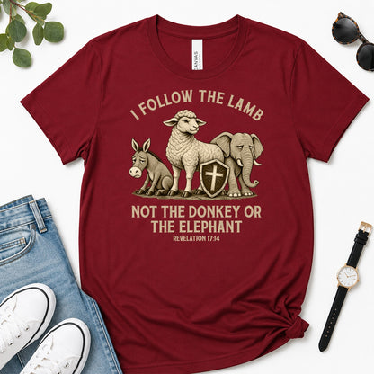 I Follow The Lamb Not The Donkey Or The Elephant, Gift For Christian Voters - 2D Unisex Premium T-shirt