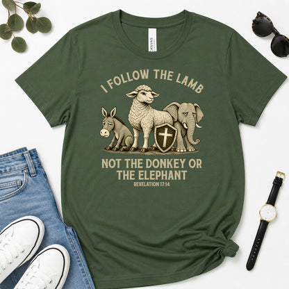 I Follow The Lamb Not The Donkey Or The Elephant, Gift For Christian Voters - 2D Unisex Premium T-shirt