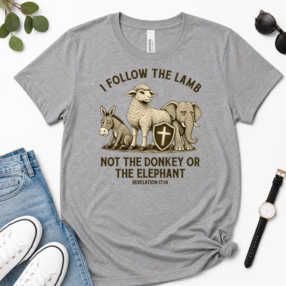 I Follow The Lamb Not The Donkey Or The Elephant, Gift For Christian Voters - 2D Unisex Premium T-shirt